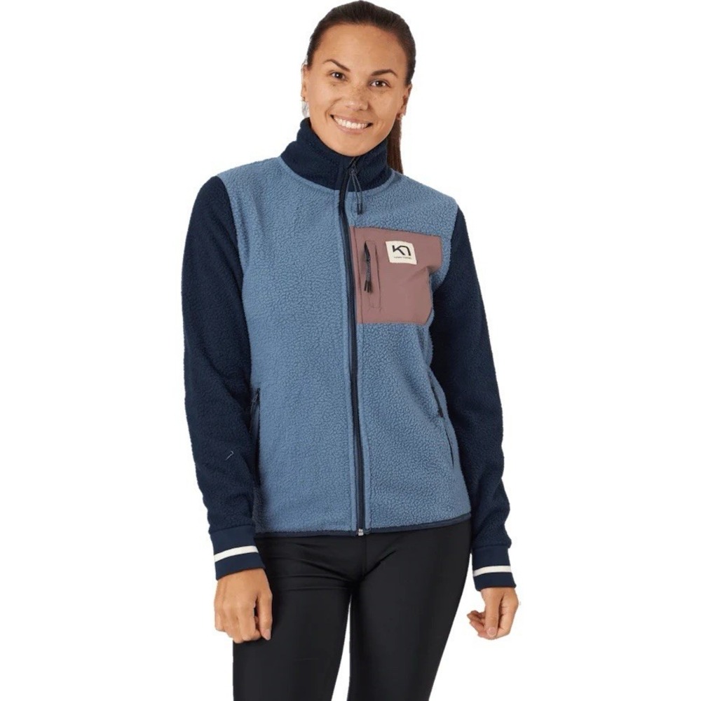 Kari Traa Rothe Midlayer Fleece Jacket Women's‎ Sz Medium Blue Full Zip Pockets